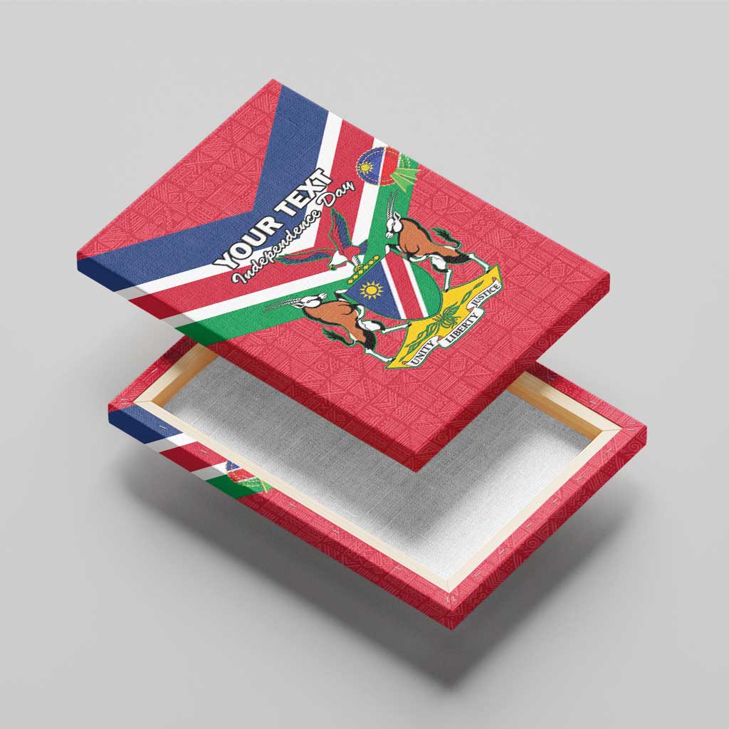Personalised Namibia Independence Day Canvas Wall Art Coat Of Arms With Flag Map - Wonder Print Shop