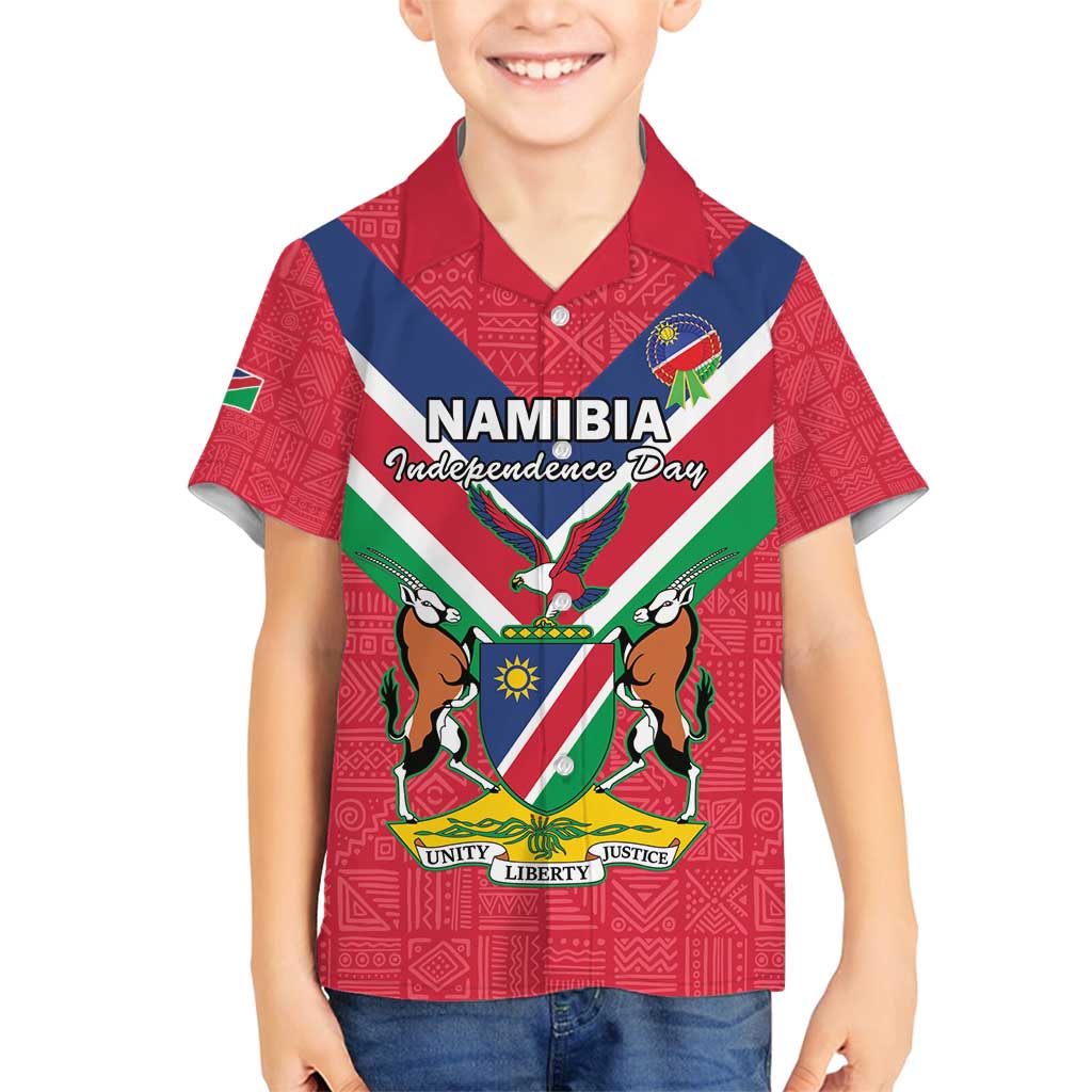 Personalised Namibia Independence Day Family Matching Puletasi and Hawaiian Shirt Coat Of Arms With Flag Map - Wonder Print Shop
