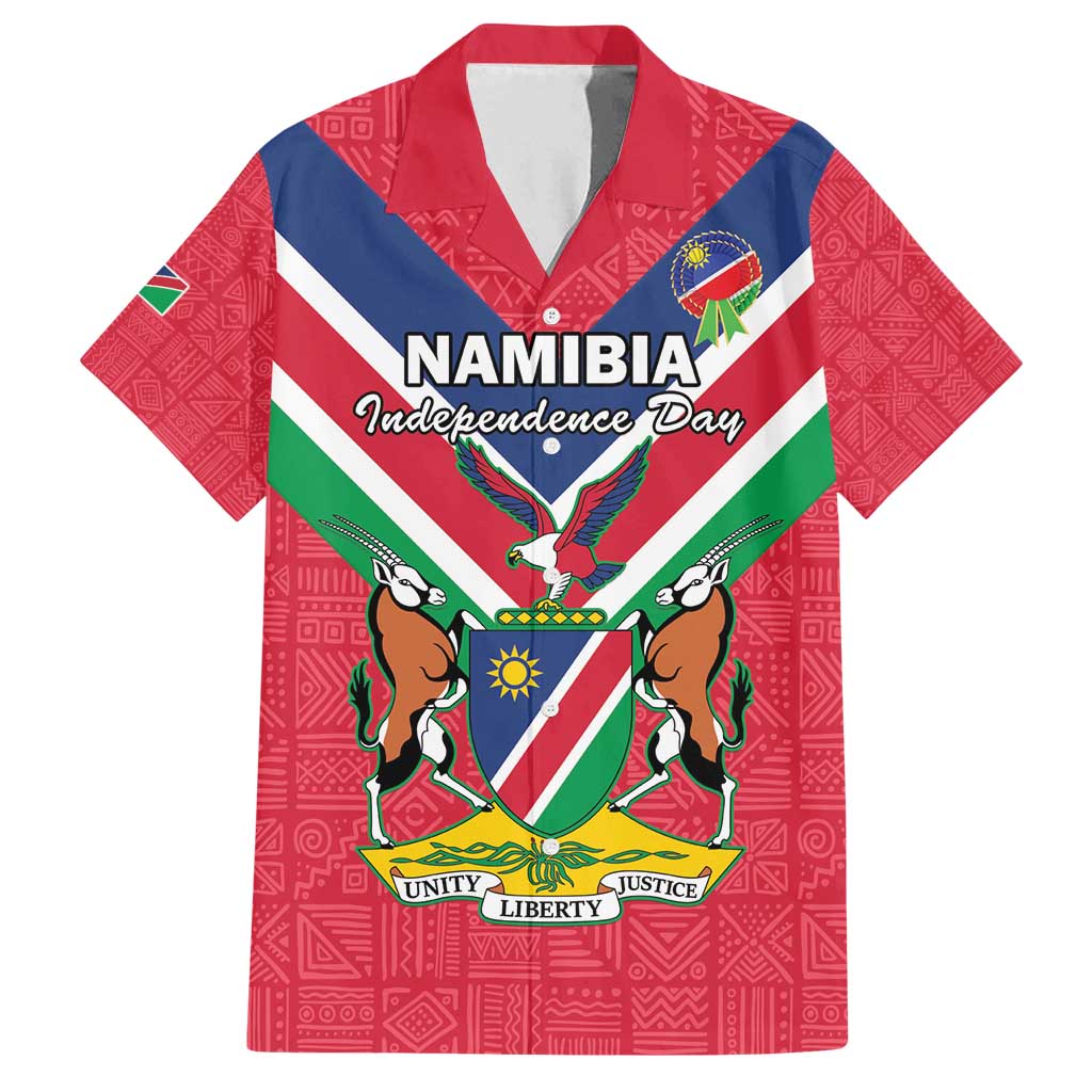 Personalised Namibia Independence Day Family Matching Tank Maxi Dress and Hawaiian Shirt Coat Of Arms With Flag Map - Wonder Print Shop