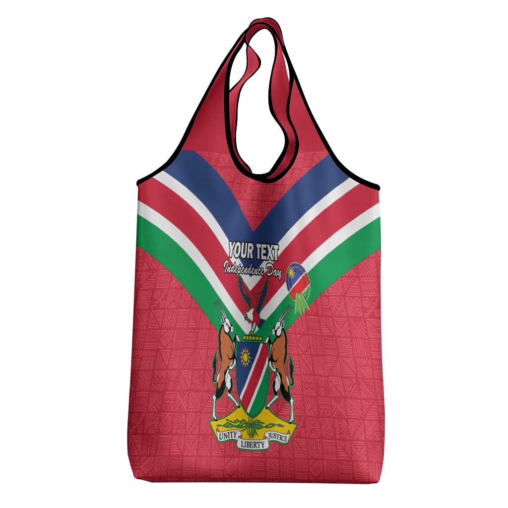 Personalised Namibia Independence Day Grocery Bag Coat Of Arms With Flag Map
