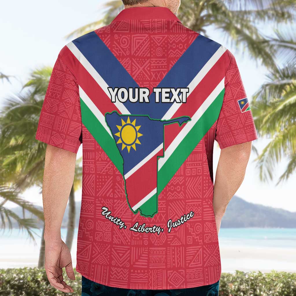 Personalised Namibia Independence Day Hawaiian Shirt Coat Of Arms With Flag Map - Wonder Print Shop