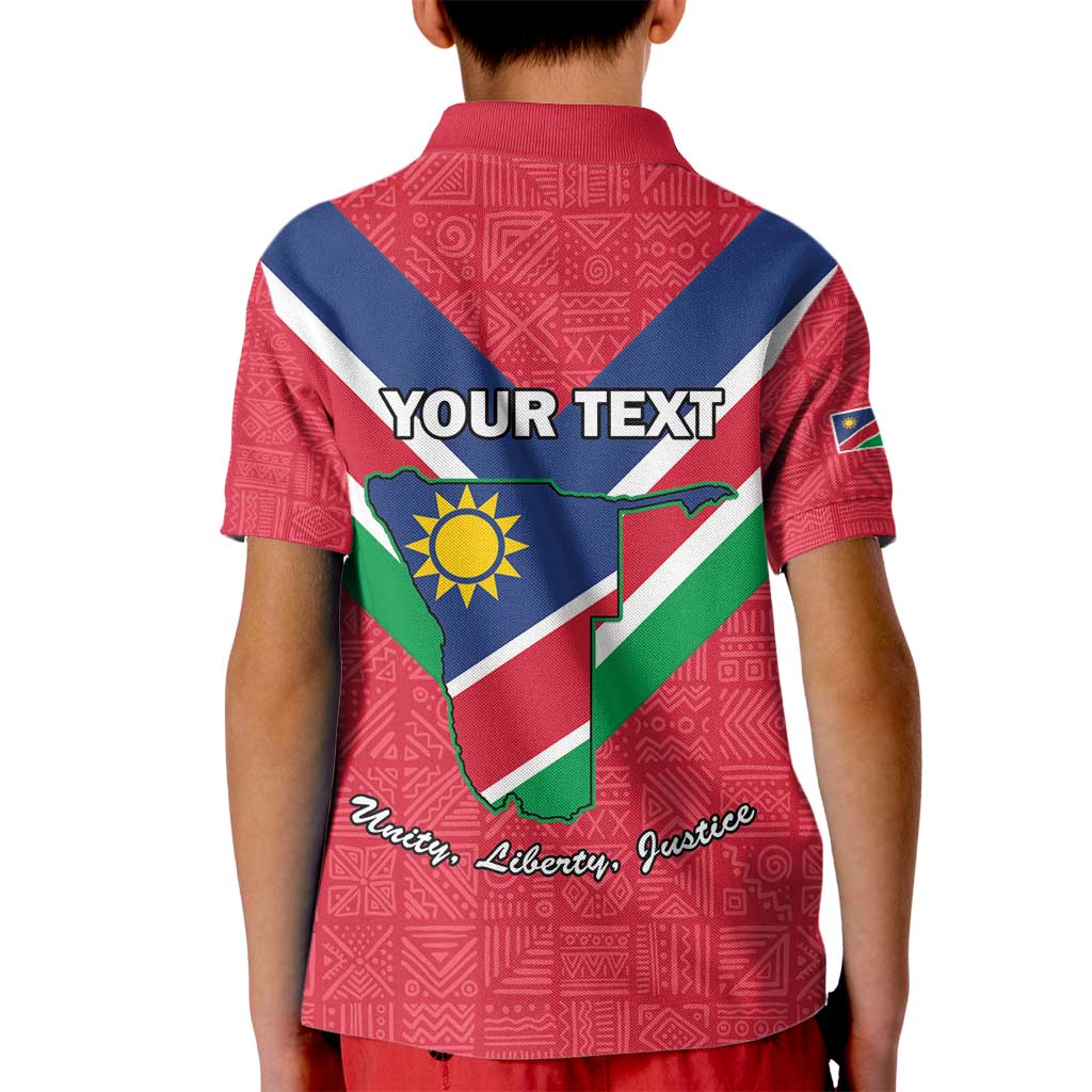 Personalised Namibia Independence Day Kid Polo Shirt Coat Of Arms With Flag Map - Wonder Print Shop