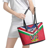 Personalised Namibia Independence Day Leather Tote Bag Coat Of Arms With Flag Map - Wonder Print Shop