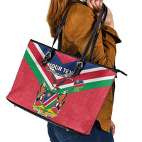 Personalised Namibia Independence Day Leather Tote Bag Coat Of Arms With Flag Map - Wonder Print Shop