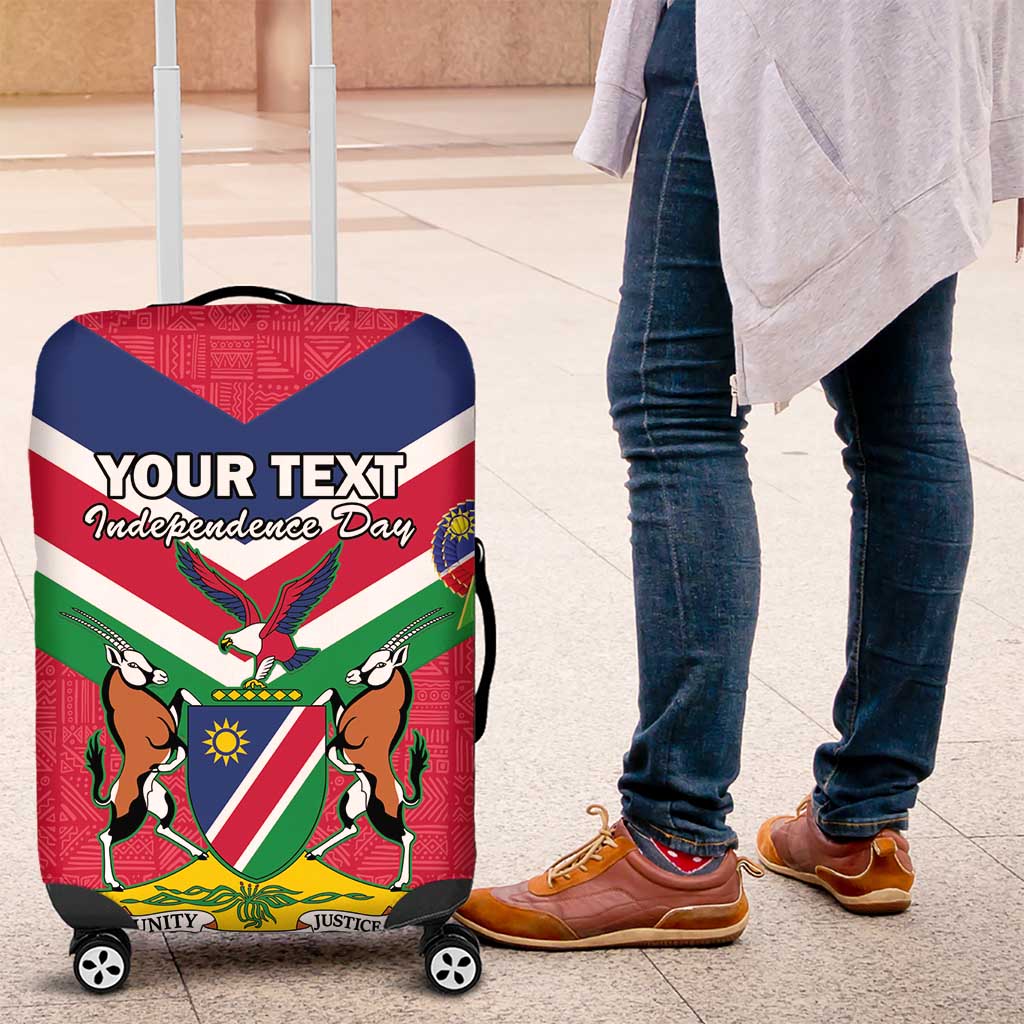 Personalised Namibia Independence Day Luggage Cover Coat Of Arms With Flag Map - Wonder Print Shop