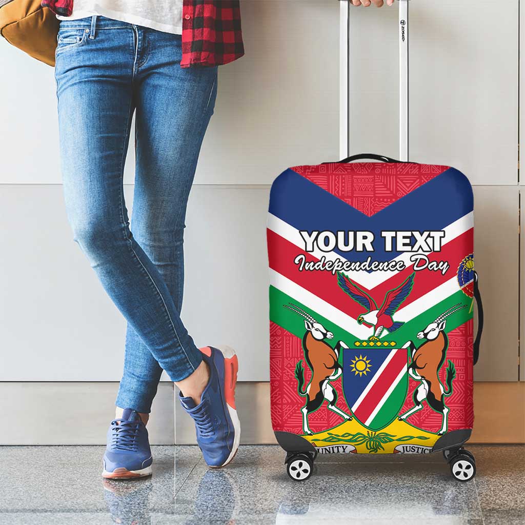 Personalised Namibia Independence Day Luggage Cover Coat Of Arms With Flag Map - Wonder Print Shop