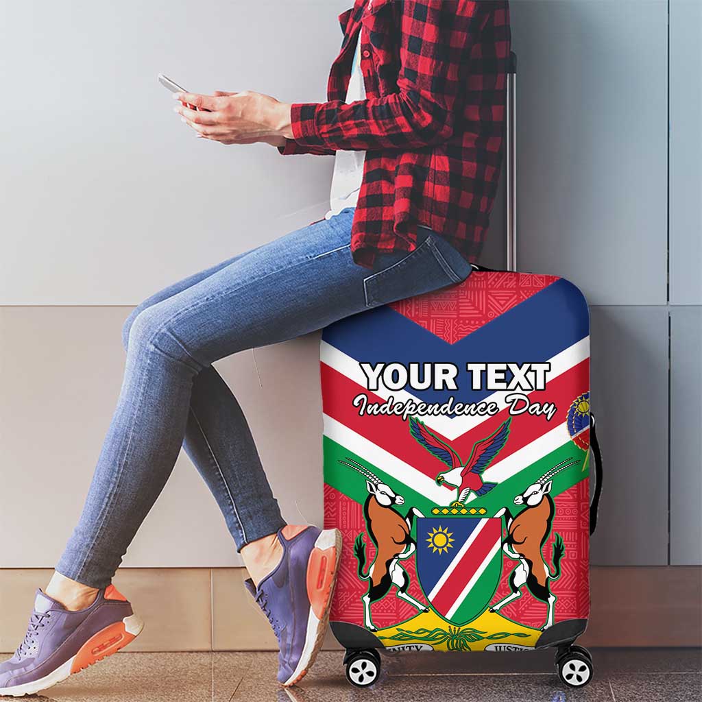 Personalised Namibia Independence Day Luggage Cover Coat Of Arms With Flag Map - Wonder Print Shop