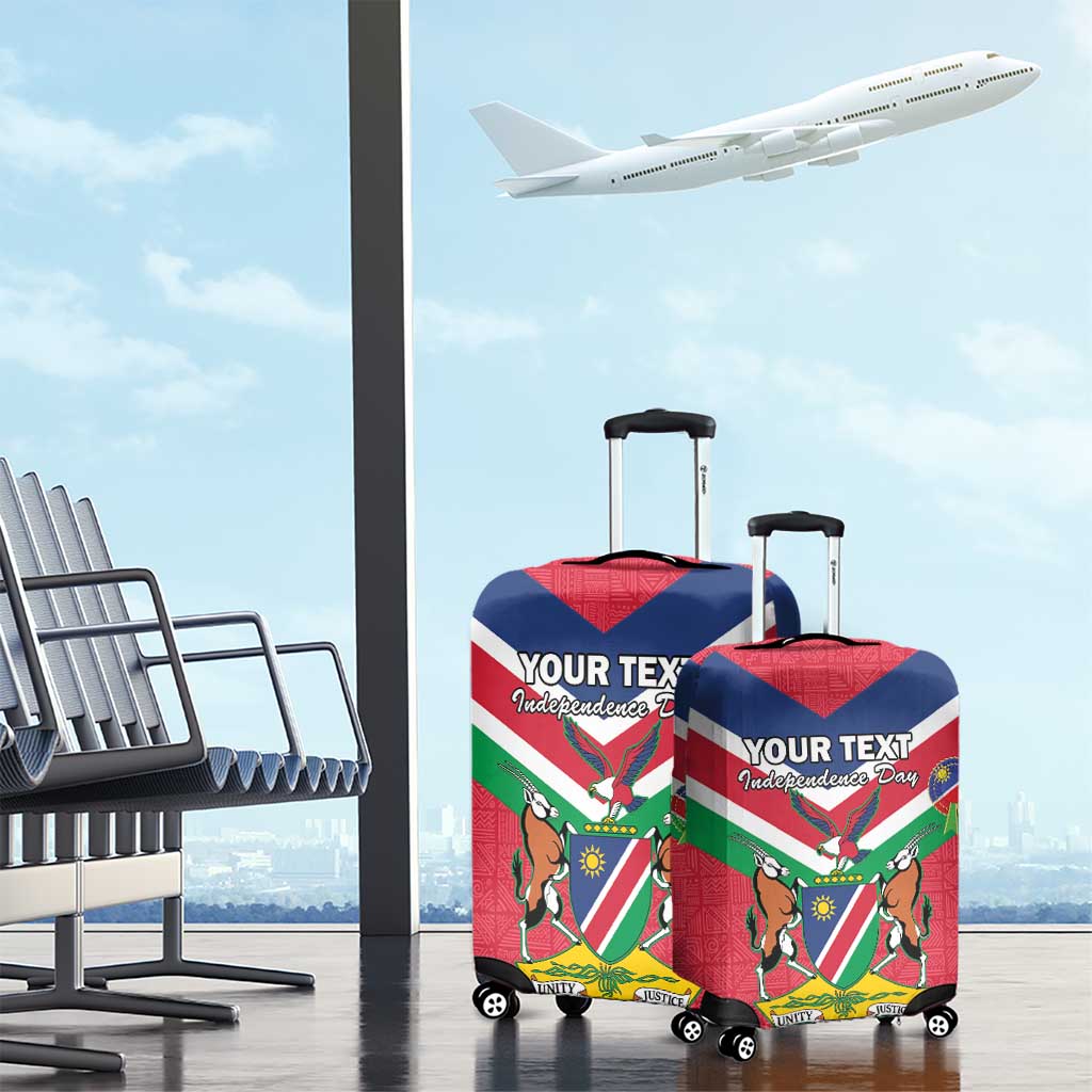Personalised Namibia Independence Day Luggage Cover Coat Of Arms With Flag Map - Wonder Print Shop