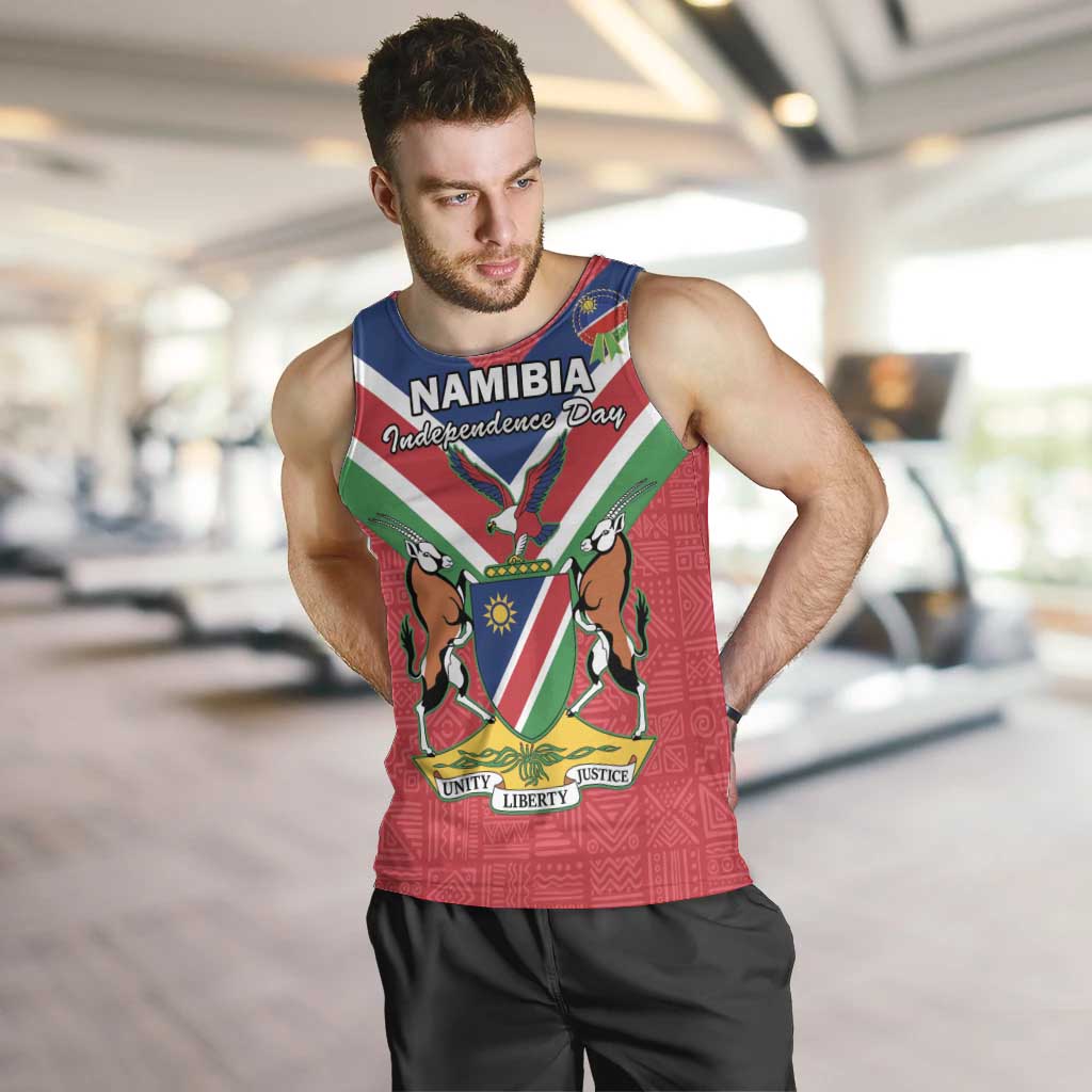 Personalised Namibia Independence Day Men Tank Top Coat Of Arms With Flag Map - Wonder Print Shop