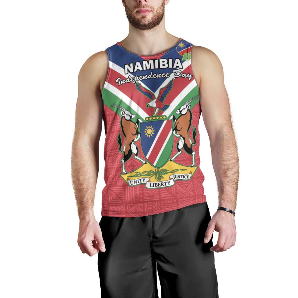 Personalised Namibia Independence Day Men Tank Top Coat Of Arms With Flag Map - Wonder Print Shop