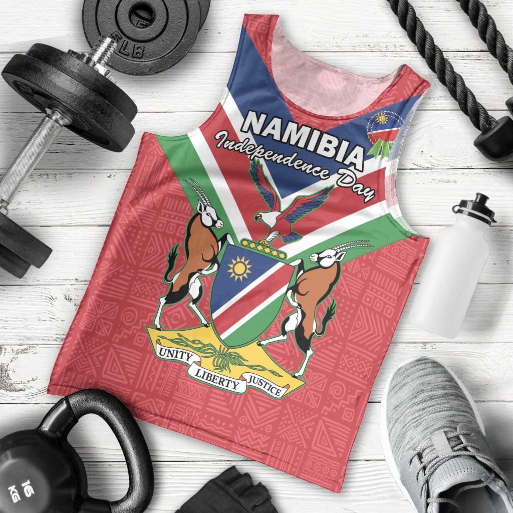 Personalised Namibia Independence Day Men Tank Top Coat Of Arms With Flag Map - Wonder Print Shop