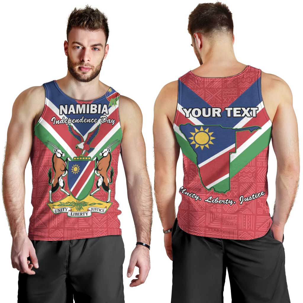 Personalised Namibia Independence Day Men Tank Top Coat Of Arms With Flag Map - Wonder Print Shop