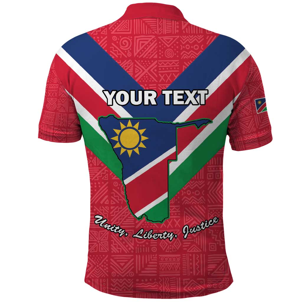 Personalised Namibia Independence Day Polo Shirt Coat Of Arms With Flag Map - Wonder Print Shop