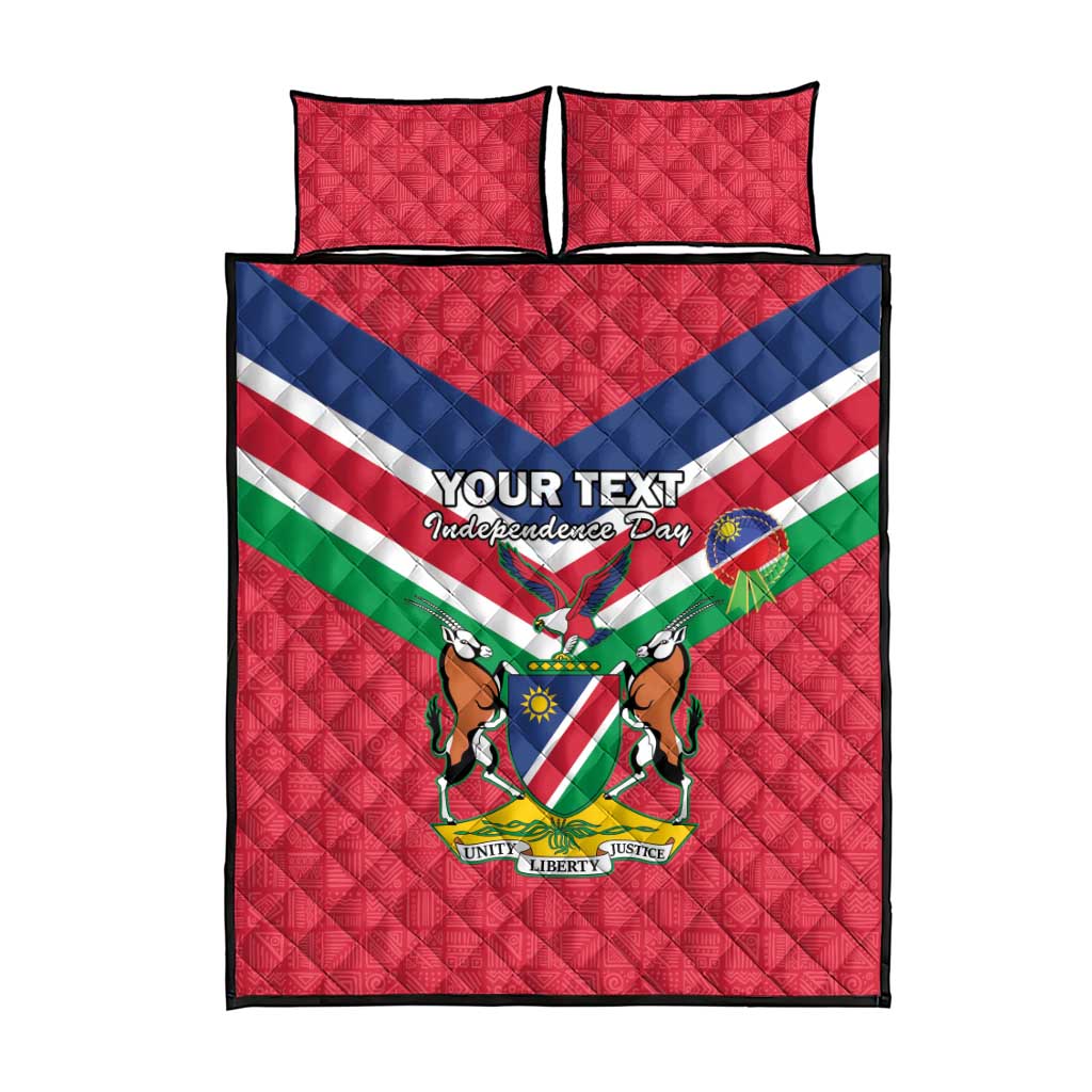 Personalised Namibia Independence Day Quilt Bed Set Coat Of Arms With Flag Map - Wonder Print Shop