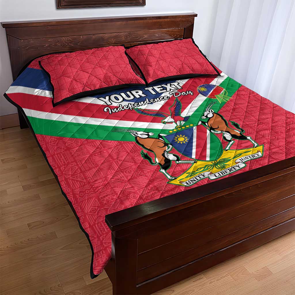 Personalised Namibia Independence Day Quilt Bed Set Coat Of Arms With Flag Map - Wonder Print Shop