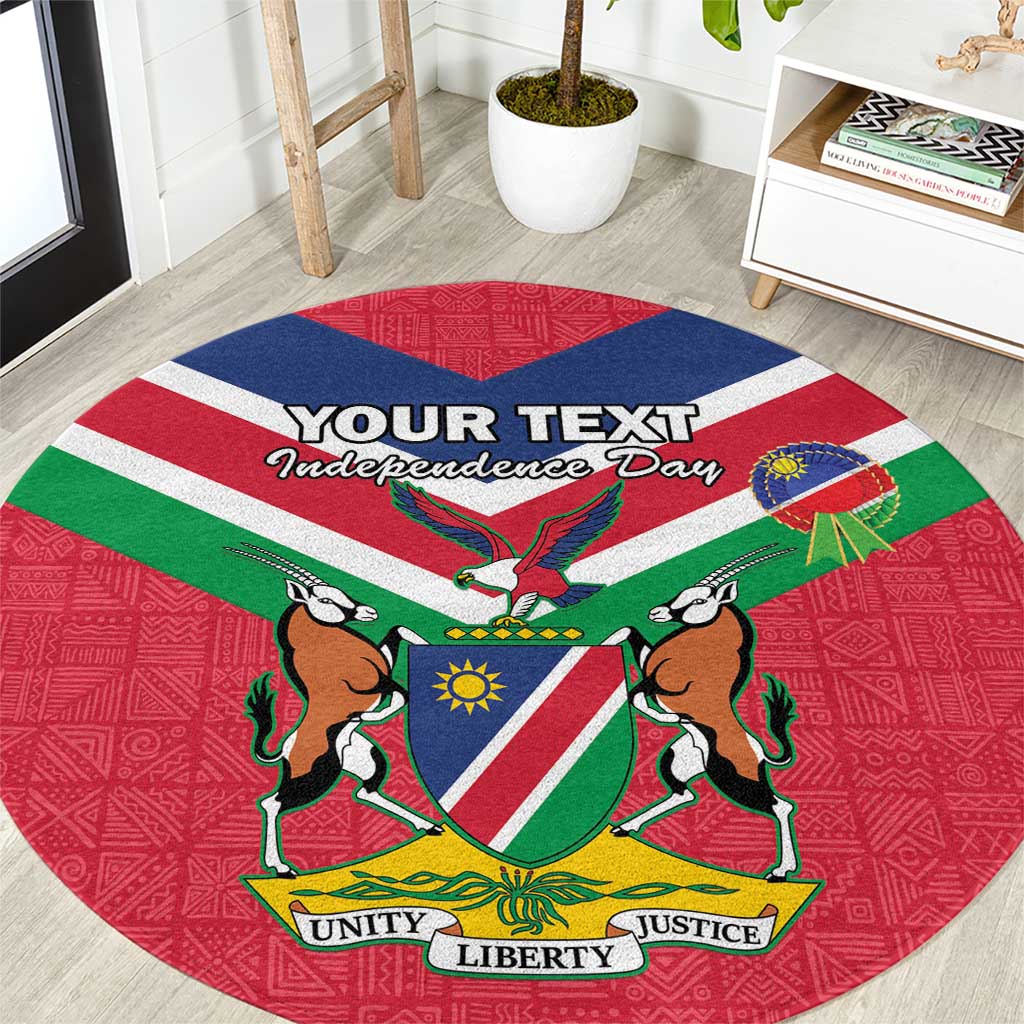 Personalised Namibia Independence Day Round Carpet Coat Of Arms With Flag Map