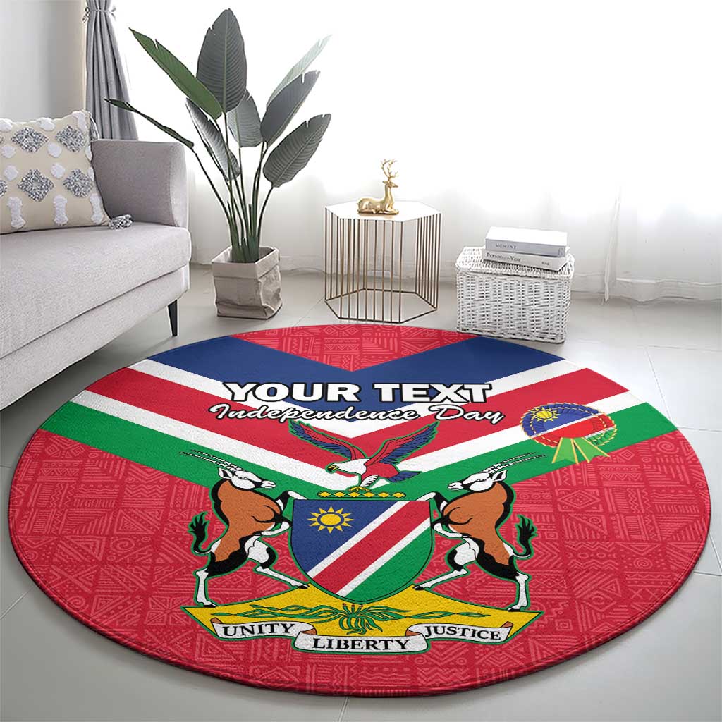 Personalised Namibia Independence Day Round Carpet Coat Of Arms With Flag Map