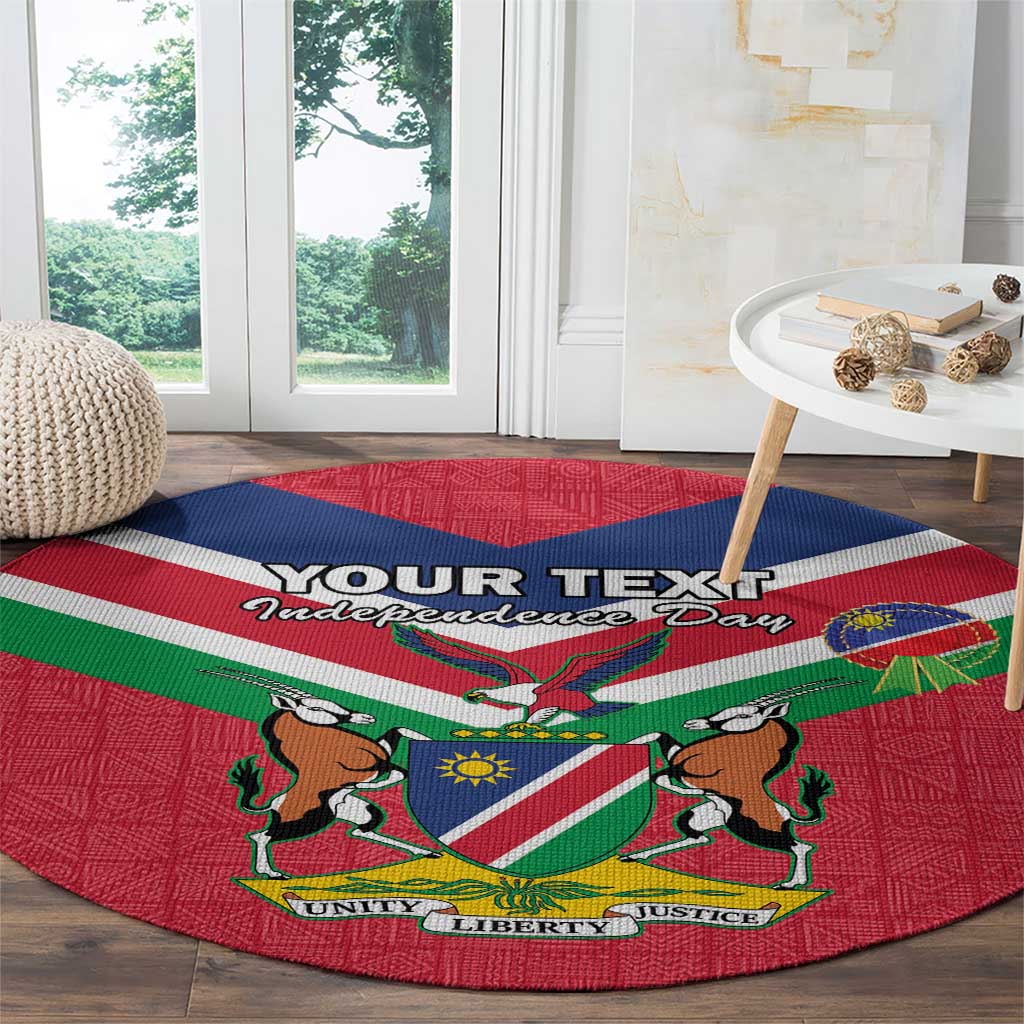 Personalised Namibia Independence Day Round Carpet Coat Of Arms With Flag Map