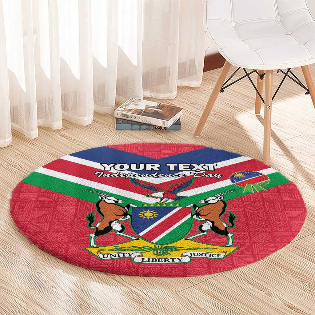 Personalised Namibia Independence Day Round Carpet Coat Of Arms With Flag Map