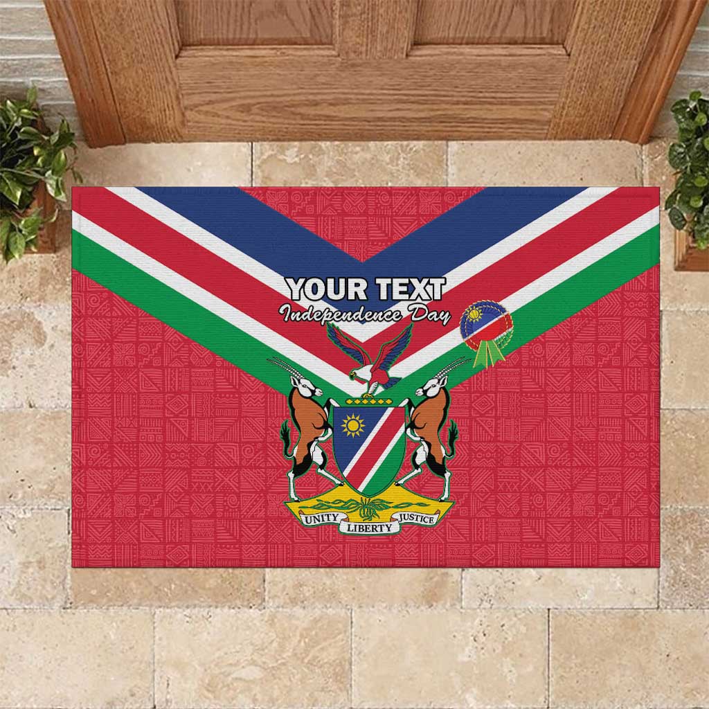 Personalised Namibia Independence Day Rubber Doormat Coat Of Arms With Flag Map - Wonder Print Shop