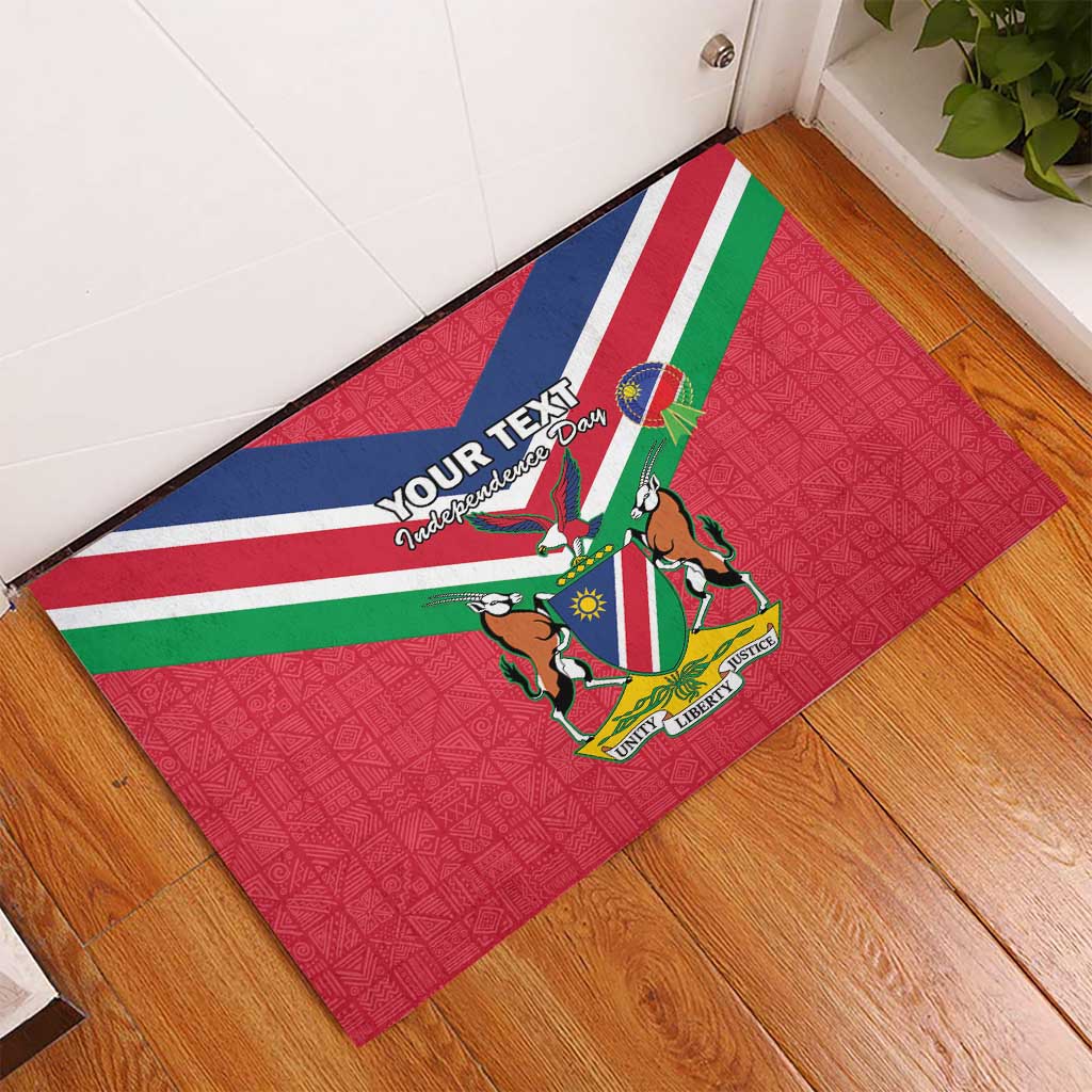 Personalised Namibia Independence Day Rubber Doormat Coat Of Arms With Flag Map - Wonder Print Shop