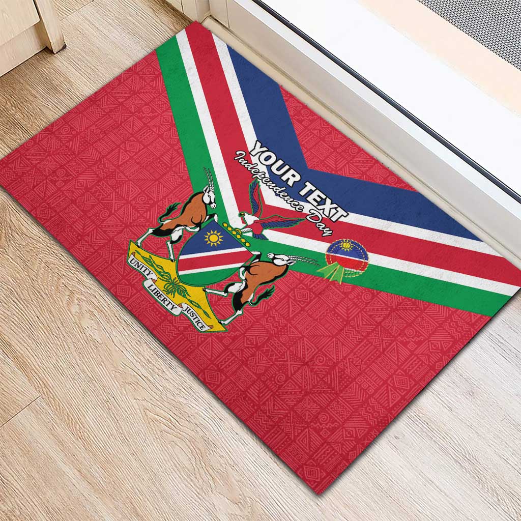 Personalised Namibia Independence Day Rubber Doormat Coat Of Arms With Flag Map - Wonder Print Shop