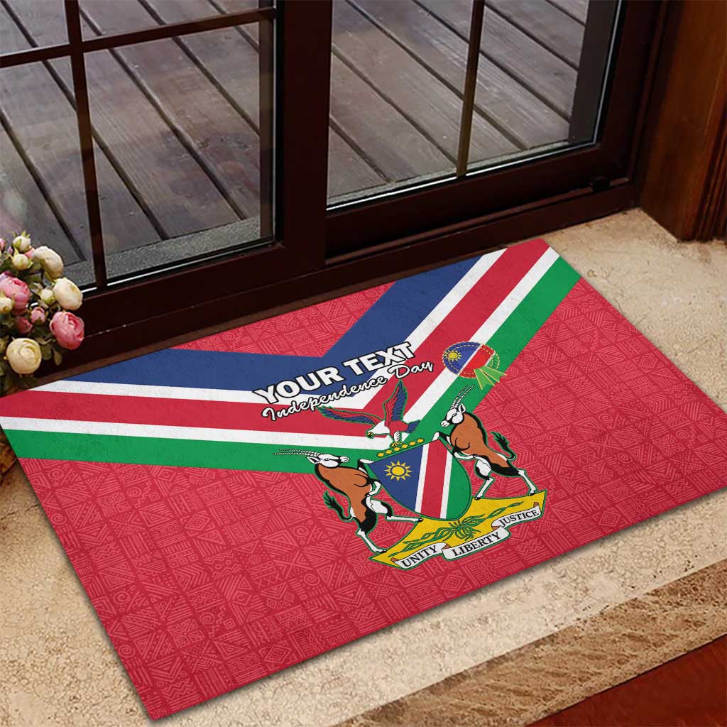 Personalised Namibia Independence Day Rubber Doormat Coat Of Arms With Flag Map - Wonder Print Shop