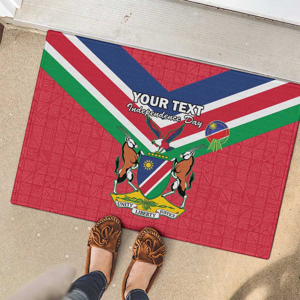 Personalised Namibia Independence Day Rubber Doormat Coat Of Arms With Flag Map - Wonder Print Shop