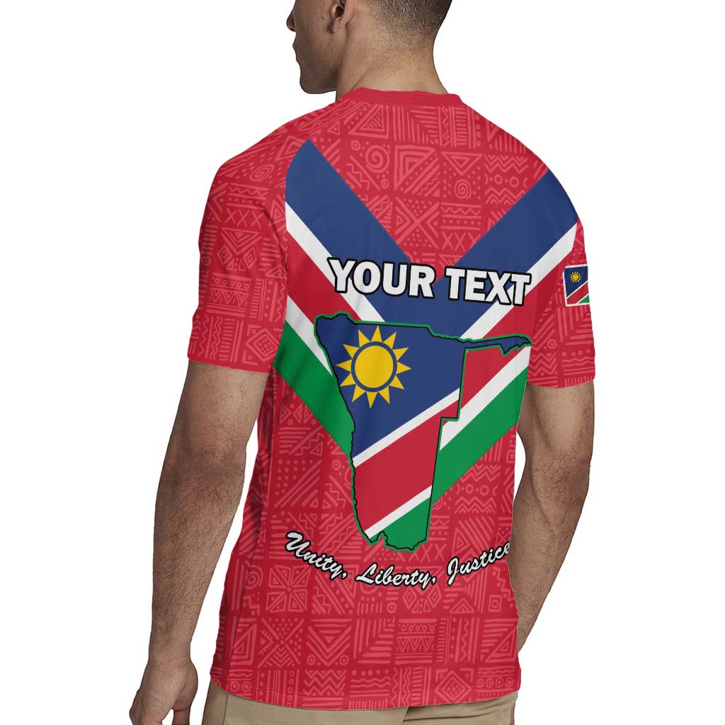 Personalised Namibia Independence Day Rugby Jersey Coat Of Arms With Flag Map - Wonder Print Shop