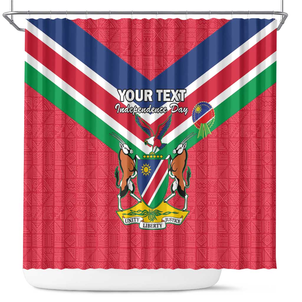 Personalised Namibia Independence Day Shower Curtain Coat Of Arms With Flag Map