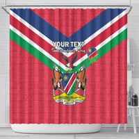 Personalised Namibia Independence Day Shower Curtain Coat Of Arms With Flag Map