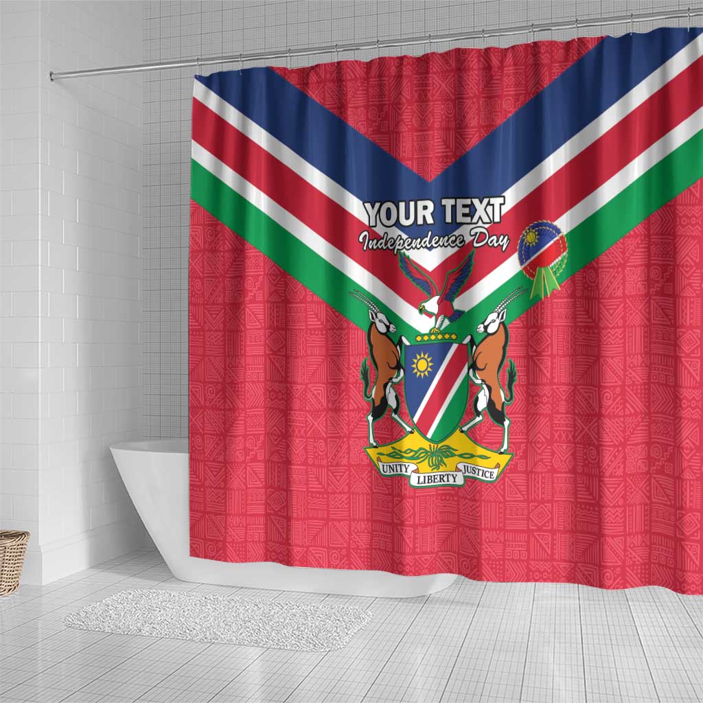 Personalised Namibia Independence Day Shower Curtain Coat Of Arms With Flag Map
