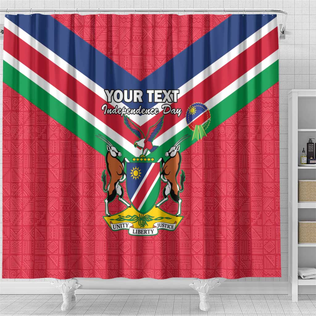 Personalised Namibia Independence Day Shower Curtain Coat Of Arms With Flag Map
