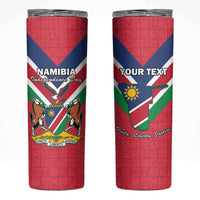 Personalised Namibia Independence Day Skinny Tumbler Coat Of Arms With Flag Map - Wonder Print Shop