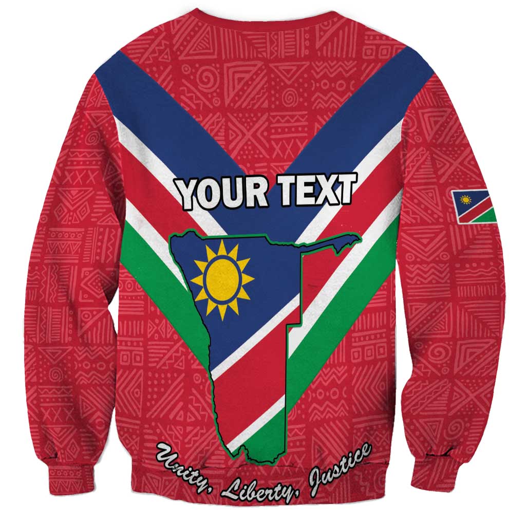 Personalised Namibia Independence Day Sweatshirt Coat Of Arms With Flag Map - Wonder Print Shop