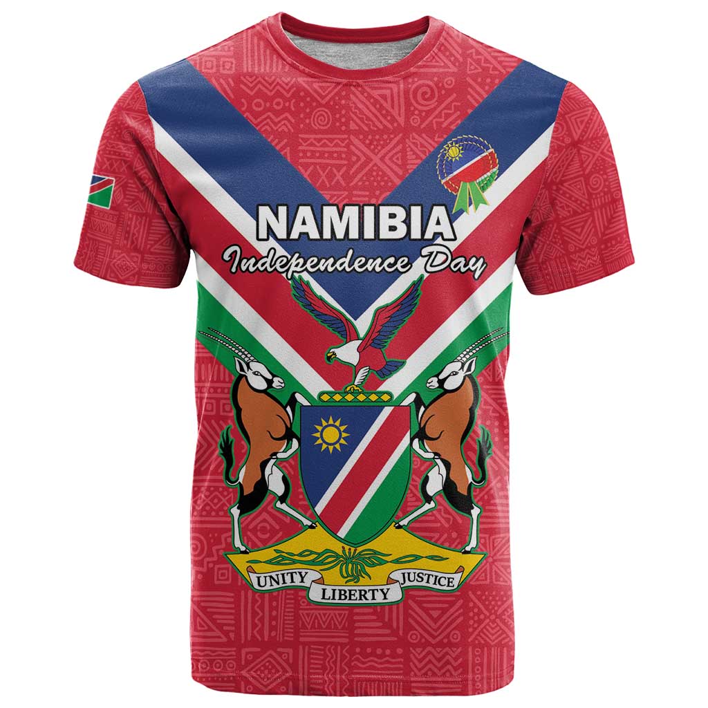 Personalised Namibia Independence Day T Shirt Coat Of Arms With Flag Map - Wonder Print Shop