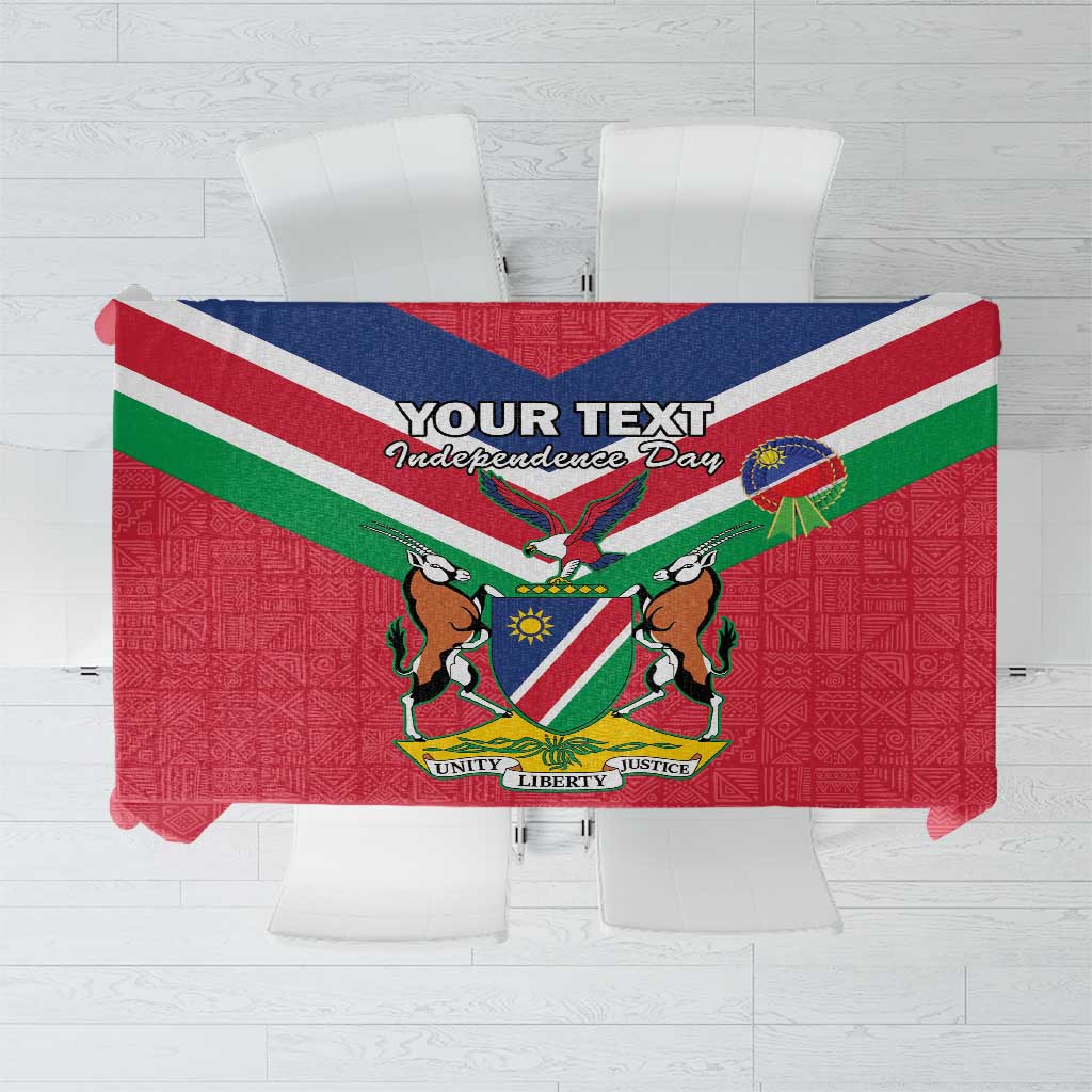 Personalised Namibia Independence Day Tablecloth Coat Of Arms With Flag Map - Wonder Print Shop