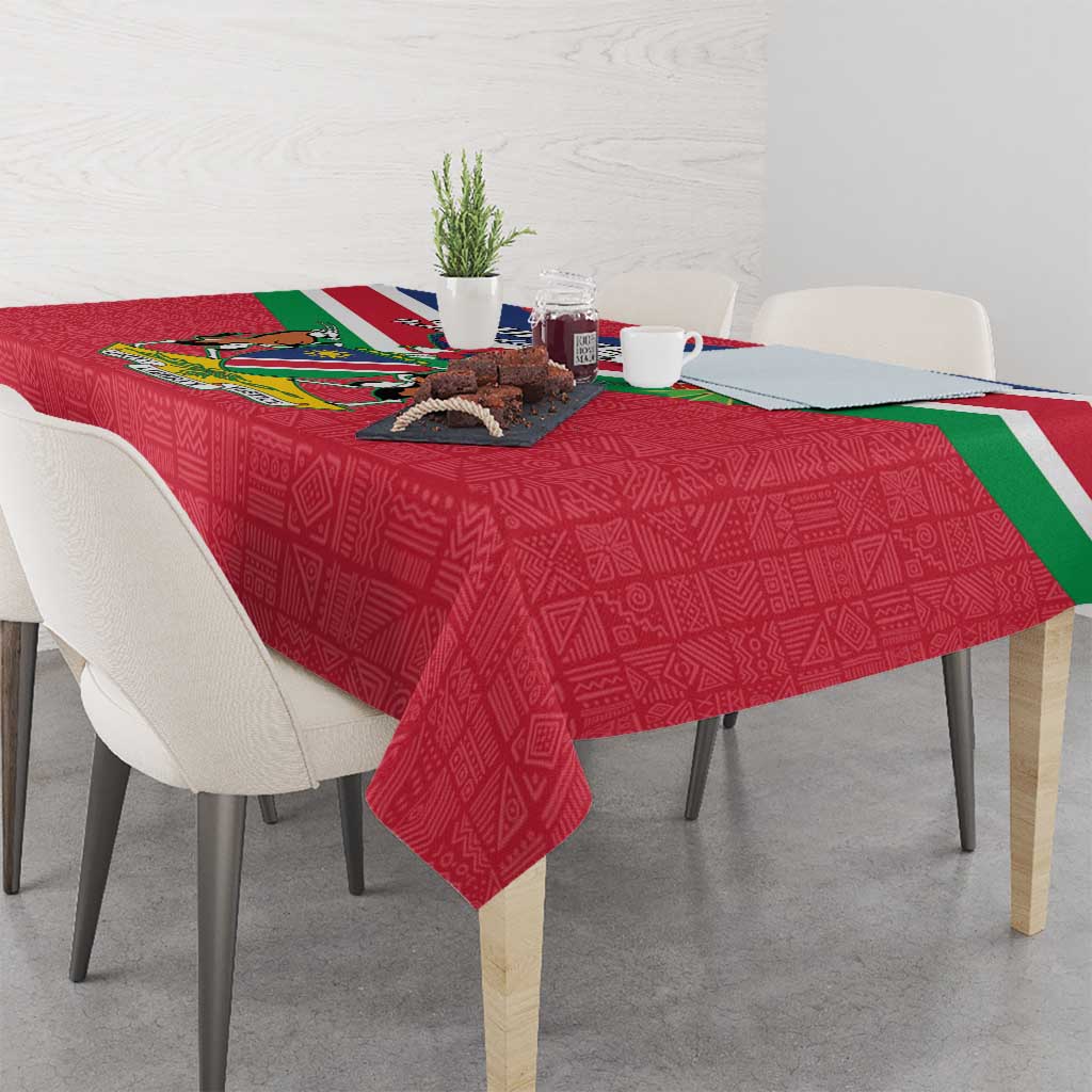 Personalised Namibia Independence Day Tablecloth Coat Of Arms With Flag Map - Wonder Print Shop