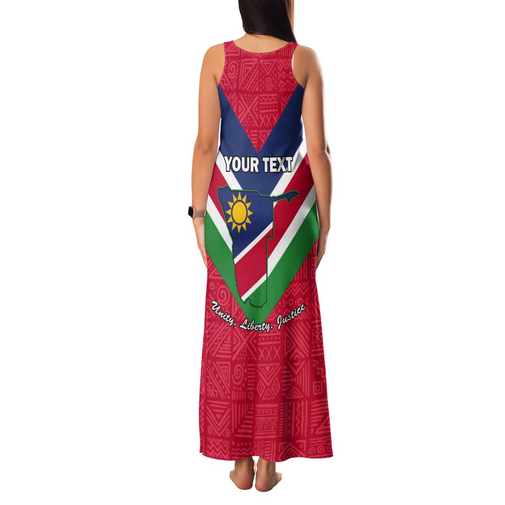 Personalised Namibia Independence Day Tank Maxi Dress Coat Of Arms With Flag Map - Wonder Print Shop