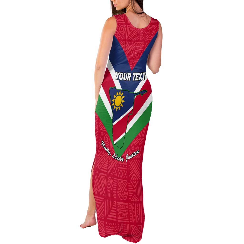Personalised Namibia Independence Day Tank Maxi Dress Coat Of Arms With Flag Map - Wonder Print Shop