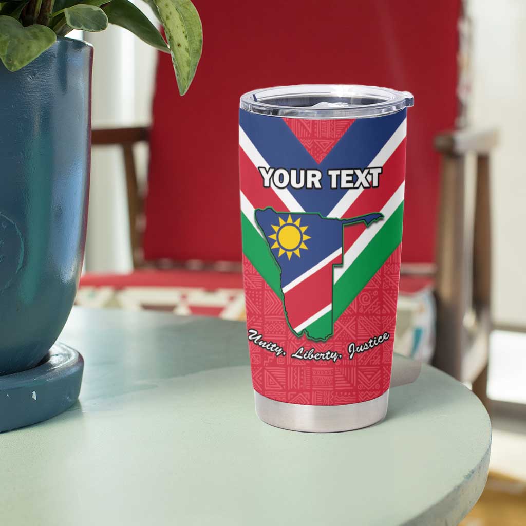 Personalised Namibia Independence Day Tumbler Cup Coat Of Arms With Flag Map - Wonder Print Shop