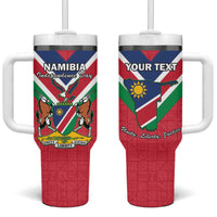 Personalised Namibia Independence Day Tumbler With Handle Coat Of Arms With Flag Map - Wonder Print Shop
