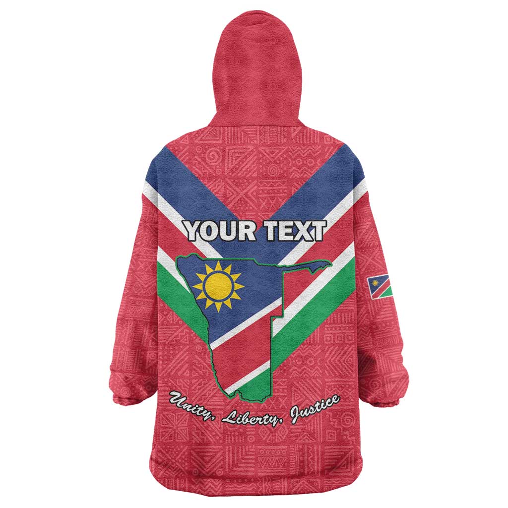 Personalised Namibia Independence Day Wearable Blanket Hoodie Coat Of Arms With Flag Map - Wonder Print Shop