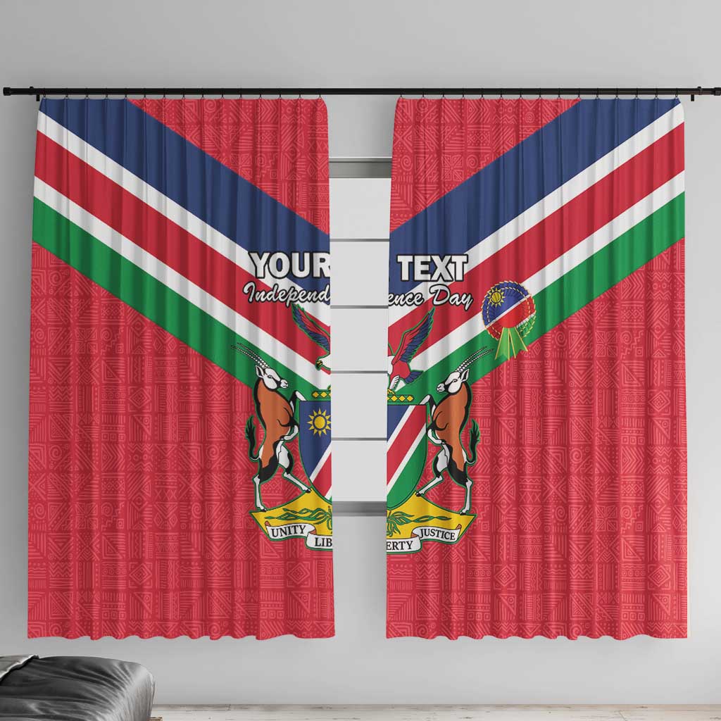 Personalised Namibia Independence Day Window Curtain Coat Of Arms With Flag Map - Wonder Print Shop