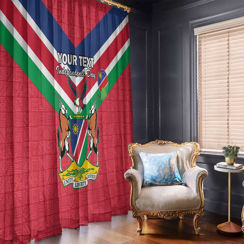 Personalised Namibia Independence Day Window Curtain Coat Of Arms With Flag Map - Wonder Print Shop