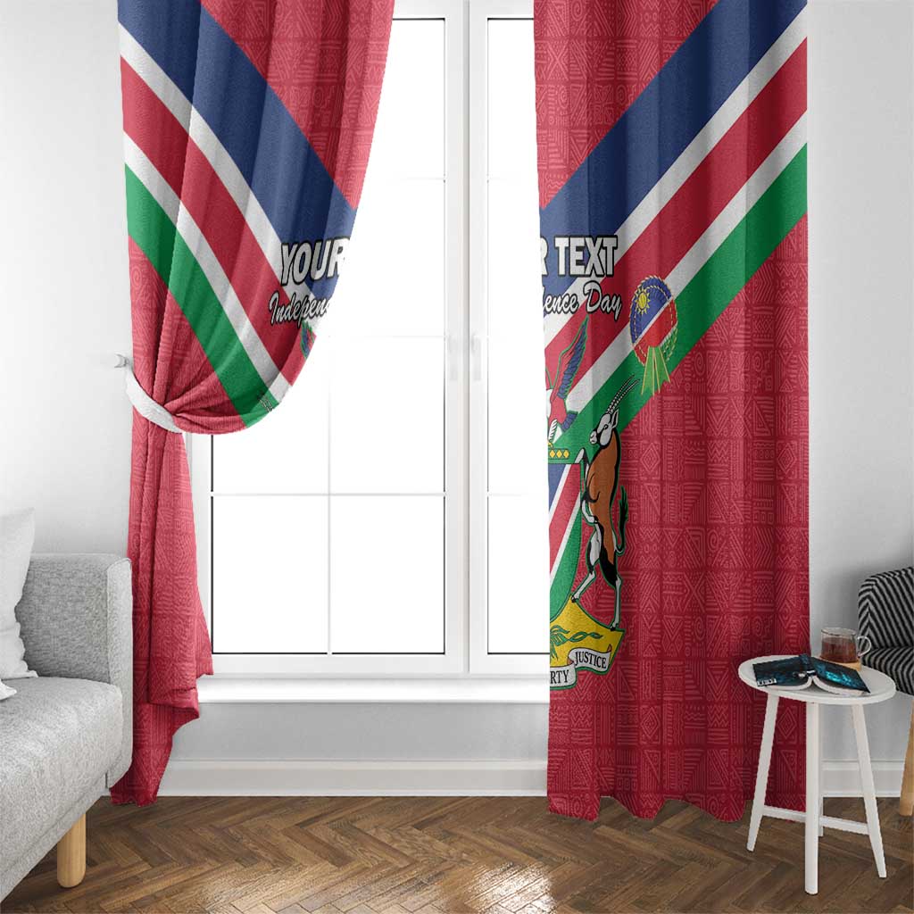 Personalised Namibia Independence Day Window Curtain Coat Of Arms With Flag Map - Wonder Print Shop