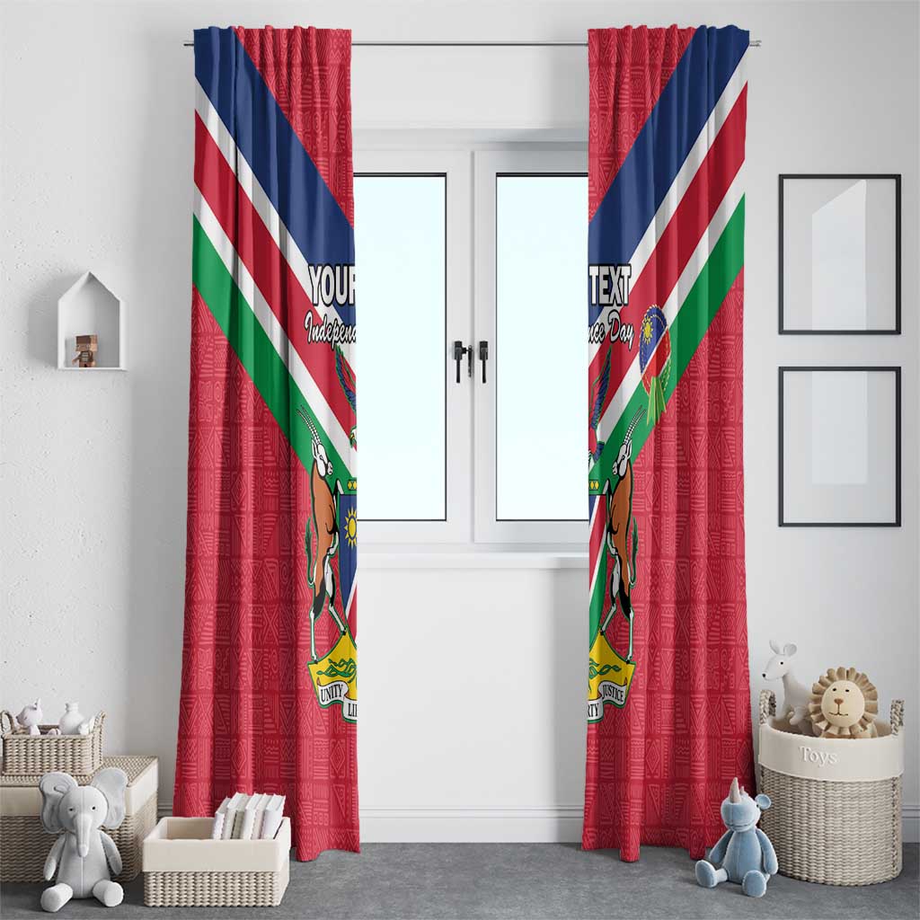 Personalised Namibia Independence Day Window Curtain Coat Of Arms With Flag Map - Wonder Print Shop