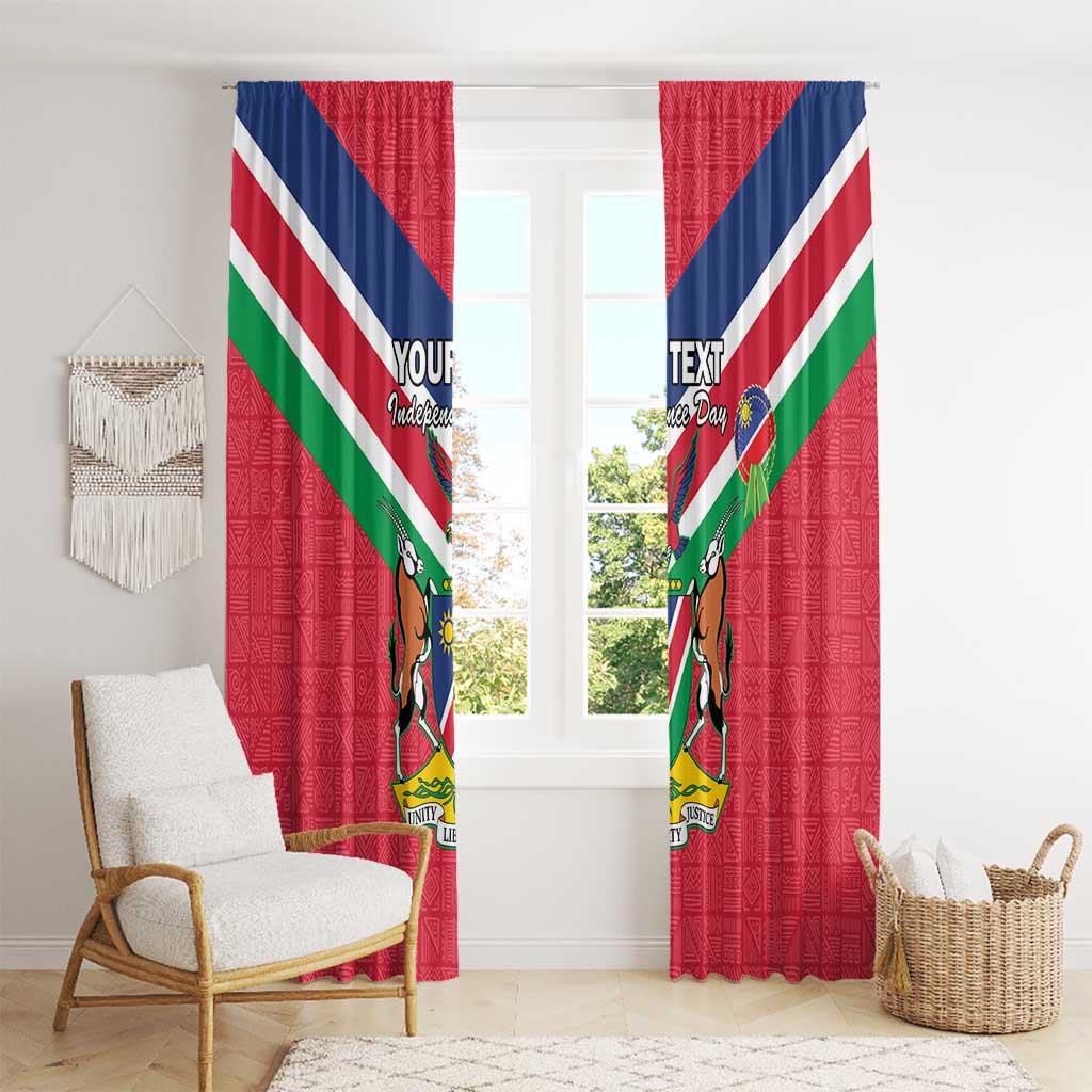 Personalised Namibia Independence Day Window Curtain Coat Of Arms With Flag Map - Wonder Print Shop