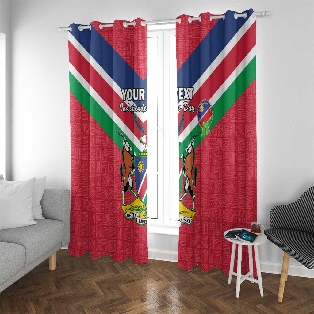 Personalised Namibia Independence Day Window Curtain Coat Of Arms With Flag Map - Wonder Print Shop