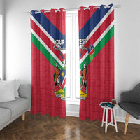 Personalised Namibia Independence Day Window Curtain Coat Of Arms With Flag Map - Wonder Print Shop